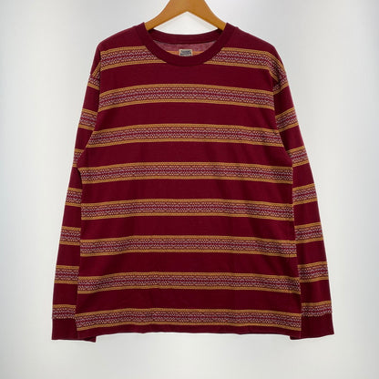【中古品】【メンズ】 TENDERLOIN テンダーロイン L/S TEE JACQUARD ロングスリーブTシャツ ジャカード 長袖トップス 140-260917-ss-04-teih サイズ：L カラー：バーガンディ 万代Net店