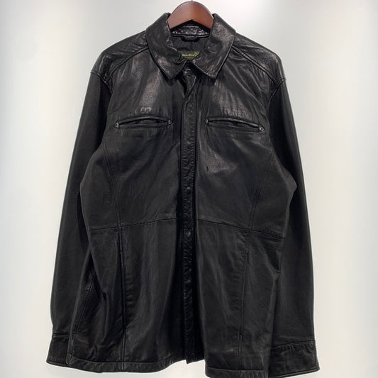 【中古品】【メンズ】 EDDIE BAUER エディー・バウアー LEATHER JACKET 43901364 レザージャケット ライトアウター ラムレザー 145-260912-ko-03-teih サイズ：L カラー：ブラック 万代Net店