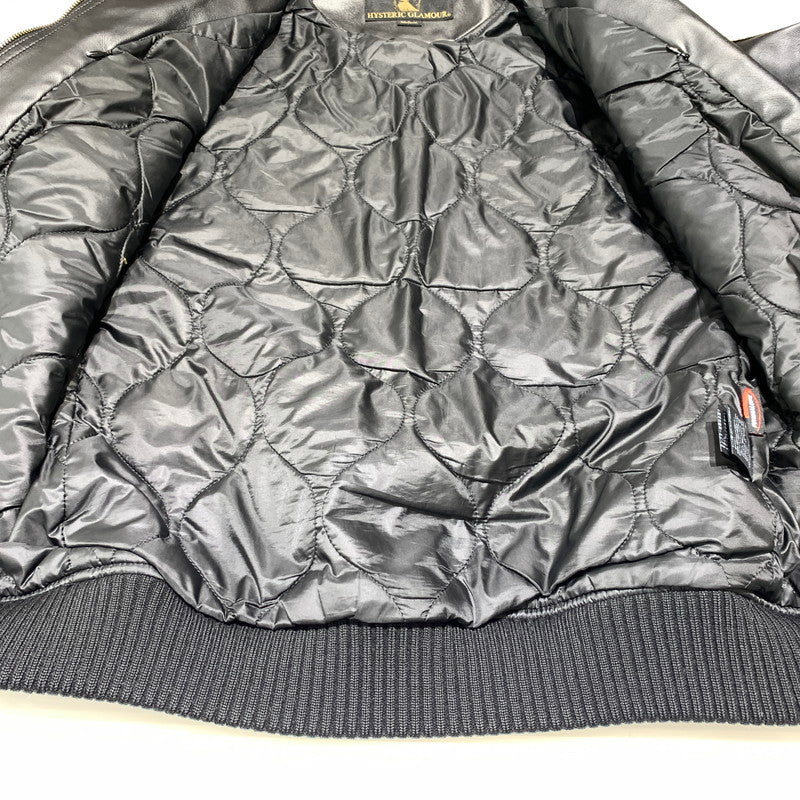 【中古品】【メンズ】 HYSTERIC GLAMOUR ヒステリックグラマー PRIMALOFT NEW LAID TWILL ZIP UP RIBBED BLOUSON 0224AB04 プリマロフトニューレイドツイル ジップアップ リブブルゾン 140-260912-ko-07-teih サイズ：M カラー：ブラック 万代Net店