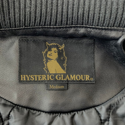 【中古品】【メンズ】 HYSTERIC GLAMOUR ヒステリックグラマー PRIMALOFT NEW LAID TWILL ZIP UP RIBBED BLOUSON 0224AB04 プリマロフトニューレイドツイル ジップアップ リブブルゾン 140-260912-ko-07-teih サイズ：M カラー：ブラック 万代Net店