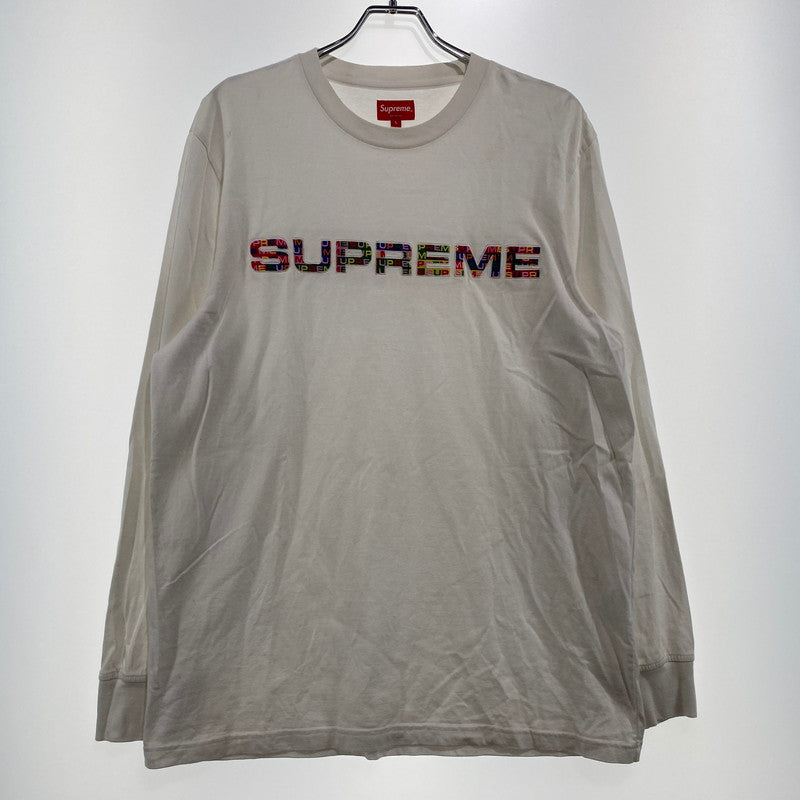 【現状渡し品】【メンズ】 supreme シュプリーム 20SS META LOGO L/S TOP メタ ロゴ ロングスリーブ トップ 長袖トップス 149-260917-ss-05-teih サイズ：L/シミ有 カラー：ホワイト 万代Net店