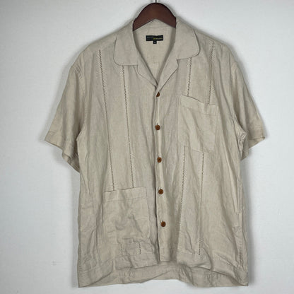 【中古品】【メンズ】 MOJITO モヒート × ARCH アーチ 別注コラボ CUBA SHIRT 2041-1605 キューバ シャツ 半袖 トップス 144-260911-sa-34-teih サイズ：M カラー：ベージュ 万代Net店