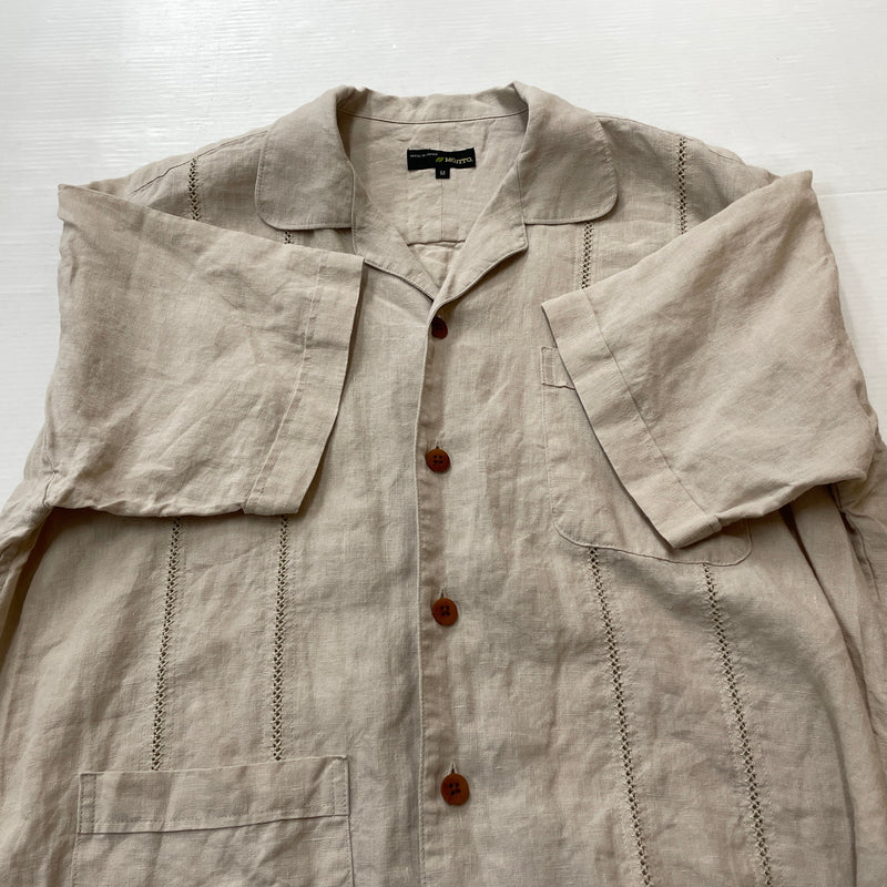 【中古品】【メンズ】 MOJITO モヒート × ARCH アーチ 別注コラボ CUBA SHIRT 2041-1605 キューバ シャツ 半袖 トップス 144-260911-sa-34-teih サイズ：M カラー：ベージュ 万代Net店
