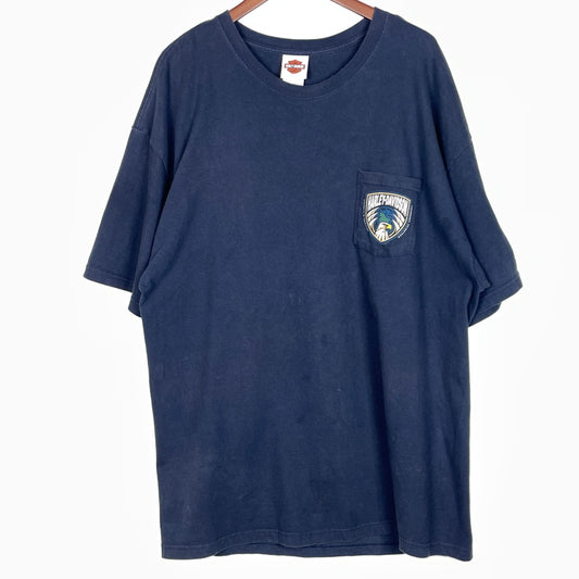 【中古品】【メンズ】 HARLEY-DAVIDSON ハーレーダビッドソン 00’s BIG SKY S/S TEE 2000年代 ビッグ スカイ ショートスリーブ Tシャツ 半袖 145-260911-sa-27-teih サイズ：2XL カラー：ネイビー 万代Net店