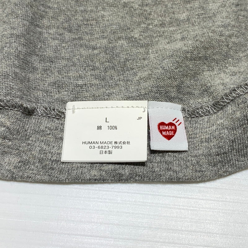 【中古品】【メンズ】 HUMAN MADE ヒューマンメイド STORES EXCLUSIVE HEART BADGE T-SHIRT HM00CS002 ストア エクスクルーシブ ハート バッジ Tシャツ 半袖 トップス 142-260913-ko-07-teih サイズ：L カラー：グレー 万代Net店