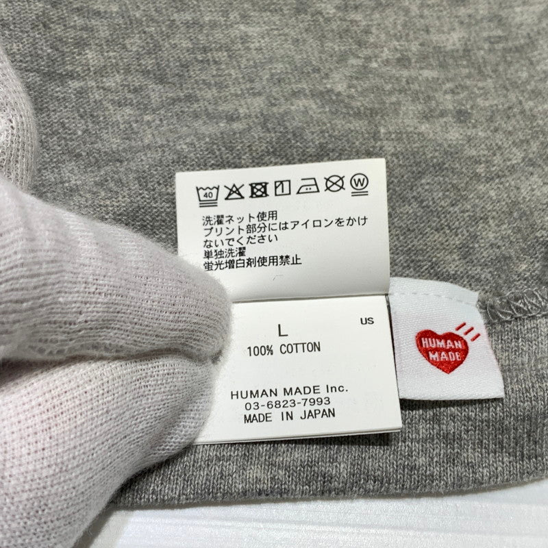 【中古品】【メンズ】 HUMAN MADE ヒューマンメイド STORES EXCLUSIVE HEART BADGE T-SHIRT HM00CS002 ストア エクスクルーシブ ハート バッジ Tシャツ 半袖 トップス 142-260913-ko-07-teih サイズ：L カラー：グレー 万代Net店