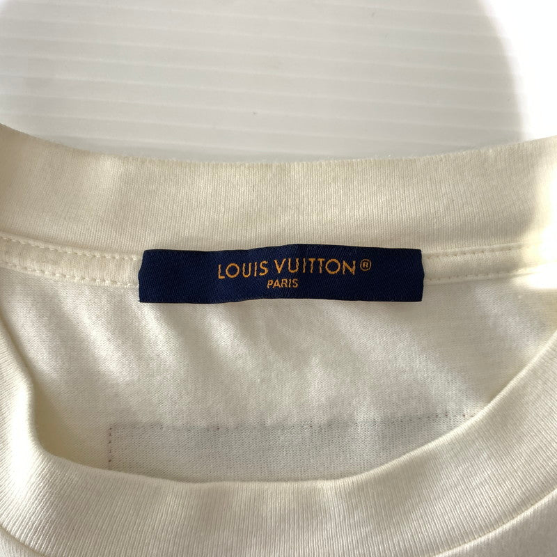 【中古品】【メンズ】 LOUIS VUITTON ルイ・ヴィトン RM252MQ DT3 HNY55W エンボス LVロゴ ショートスリーブ Tシャツ 半袖 トップス 179-260913-ko-05-teih サイズ：M カラー：ホワイト系/アイボリー系 万代Net店