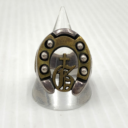 【中古品】【メンズ】 GALCIA ガルシア × GANGSTERVILLE ギャングスタービル 別注コラボ HORSEHOE RING ホースシュー リング 指輪 アクセサリー 192-260915-sa-24-teih サイズ：20号 カラー：シルバー 14号 万代Net店