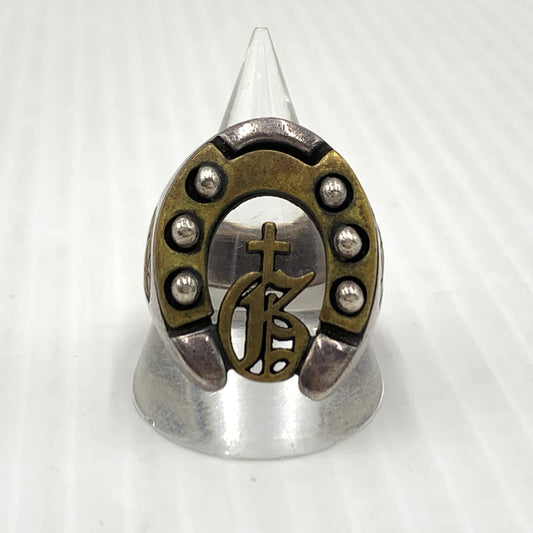【中古品】【メンズ】 GALCIA ガルシア × GANGSTERVILLE ギャングスタービル 別注コラボ HORSEHOE RING ホースシュー リング 指輪 アクセサリー 192-260915-sa-24-teih サイズ：20号 カラー：シルバー 14号 万代Net店