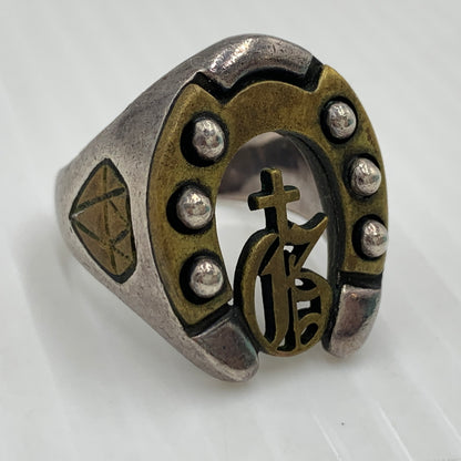 【中古品】【メンズ】 GALCIA ガルシア × GANGSTERVILLE ギャングスタービル 別注コラボ HORSEHOE RING ホースシュー リング 指輪 アクセサリー 192-260915-sa-24-teih サイズ：20号 カラー：シルバー 14号 万代Net店