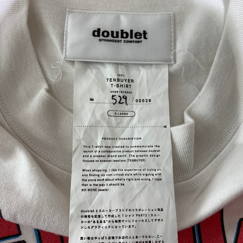 【中古品】【メンズ】 doublet ダブレット TENBUYER T-SHIRT 25SS78CS390 テンバイヤー Tシャツ 半袖 トップス 140-260913-ko-03-teih サイズ：XL カラー：ホワイト 万代Net店