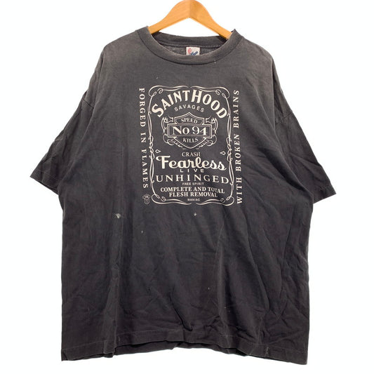 【中古品】【メンズ】 SAINT Mxxxxxx セント マイケル × NEIGHBORHOOD ネイバーフッド 別注 コラボ 25SS STHD . S/S TEE FEARLESS SM-HR8-0000-C70 ショートスリーブ Tシャツ 半袖 トップス 140-260913-ko-01-teih サイズ：XXL カラー：ブラック系/チャコール系 万代Net店