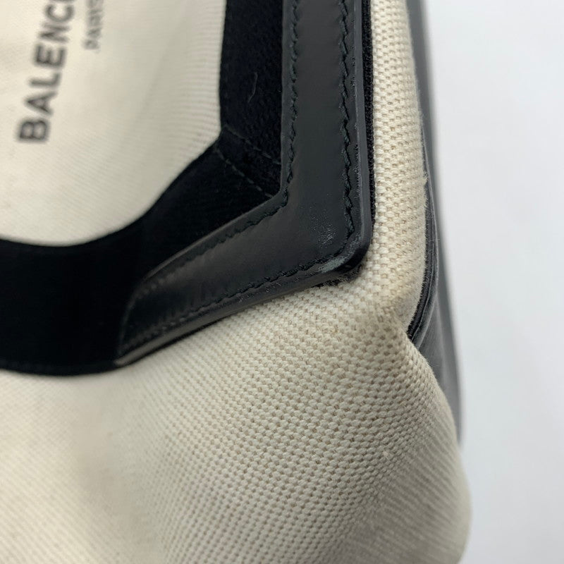 【中古品】【メンズ/レディース】 BALENCIAGA バレンシアガ 339933 ネイビーカバス カバン コットンキャンバス カーフスキン 180-260914-ko-05-teih カラー：ナチュラル/ブラック 万代Net店