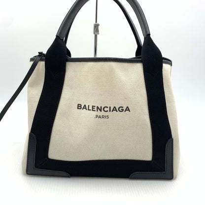 【中古品】【メンズ/レディース】 BALENCIAGA バレンシアガ 339933 ネイビーカバス カバン コットンキャンバス カーフスキン 180-260914-ko-05-teih カラー：ナチュラル/ブラック 万代Net店