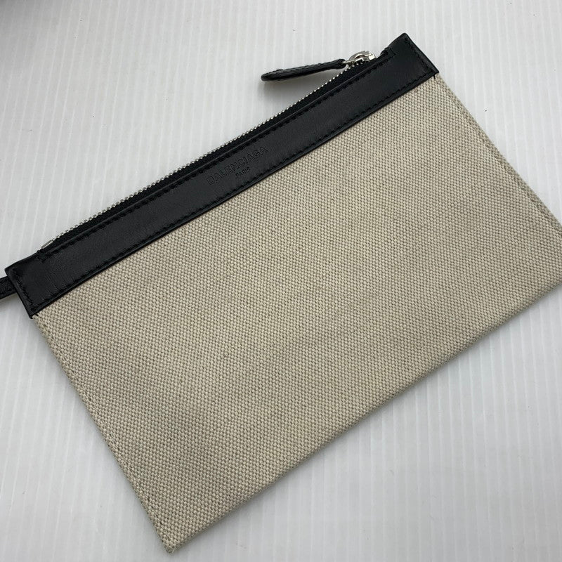 【中古品】【メンズ/レディース】 BALENCIAGA バレンシアガ 339933 ネイビーカバス カバン コットンキャンバス カーフスキン 180-260914-ko-05-teih カラー：ナチュラル/ブラック 万代Net店