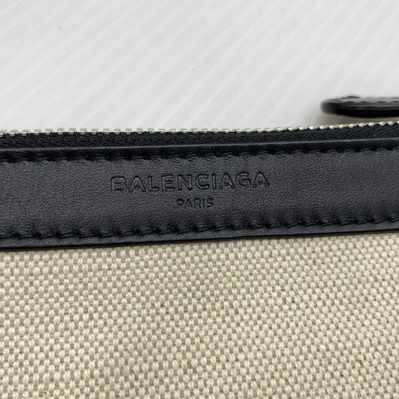 【中古品】【メンズ/レディース】 BALENCIAGA バレンシアガ 339933 ネイビーカバス カバン コットンキャンバス カーフスキン 180-260914-ko-05-teih カラー：ナチュラル/ブラック 万代Net店