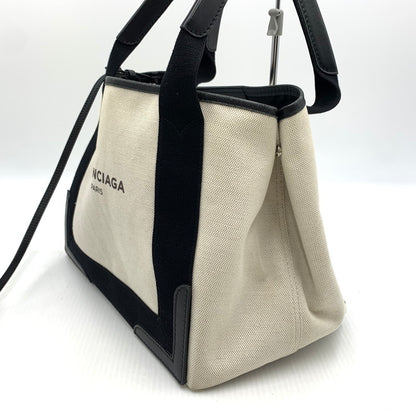 【中古品】【メンズ/レディース】 BALENCIAGA バレンシアガ 339933 ネイビーカバス カバン コットンキャンバス カーフスキン 180-260914-ko-05-teih カラー：ナチュラル/ブラック 万代Net店