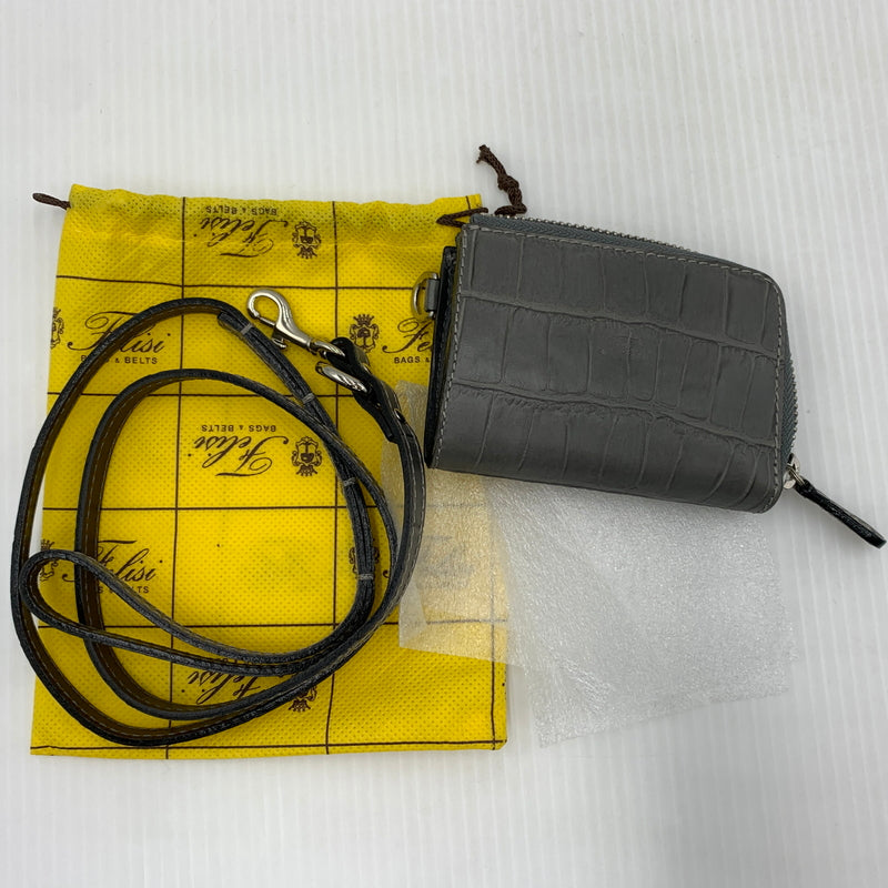 【中古品】【メンズ】 FELISI フェリージ COMPACT WALLET コンパクト クロコ ウォレット 財布 型押し 200-260915-sa-23-teih カラー：グレー系 万代Net店