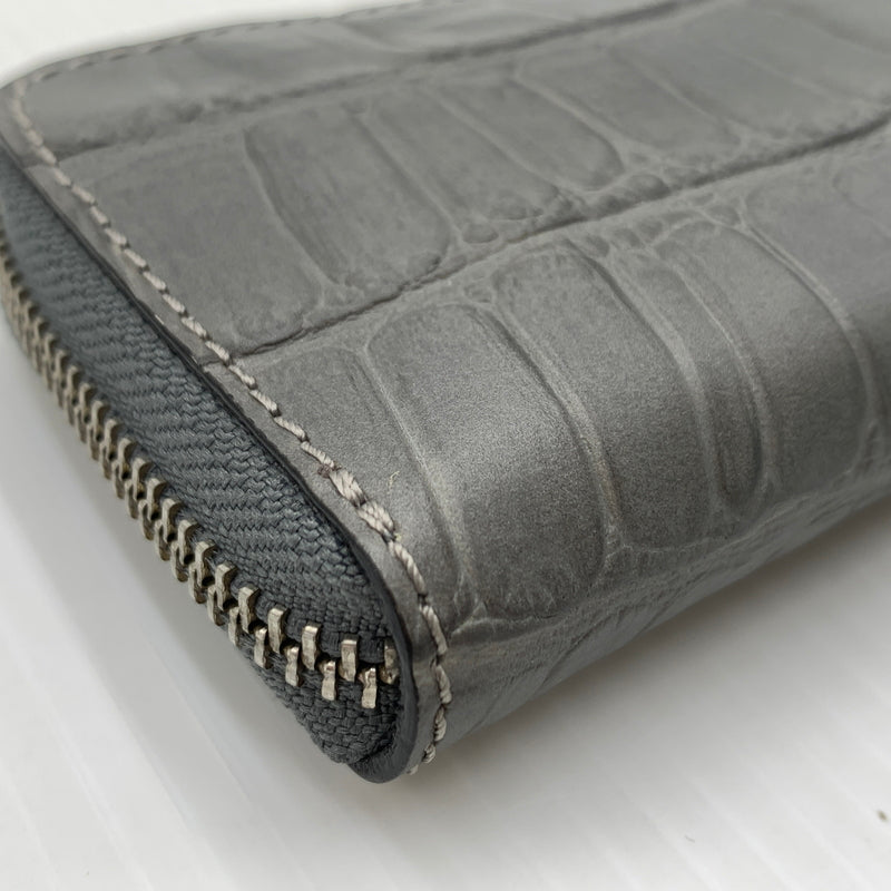 【中古品】【メンズ】 FELISI フェリージ COMPACT WALLET コンパクト クロコ ウォレット 財布 型押し 200-260915-sa-23-teih カラー：グレー系 万代Net店