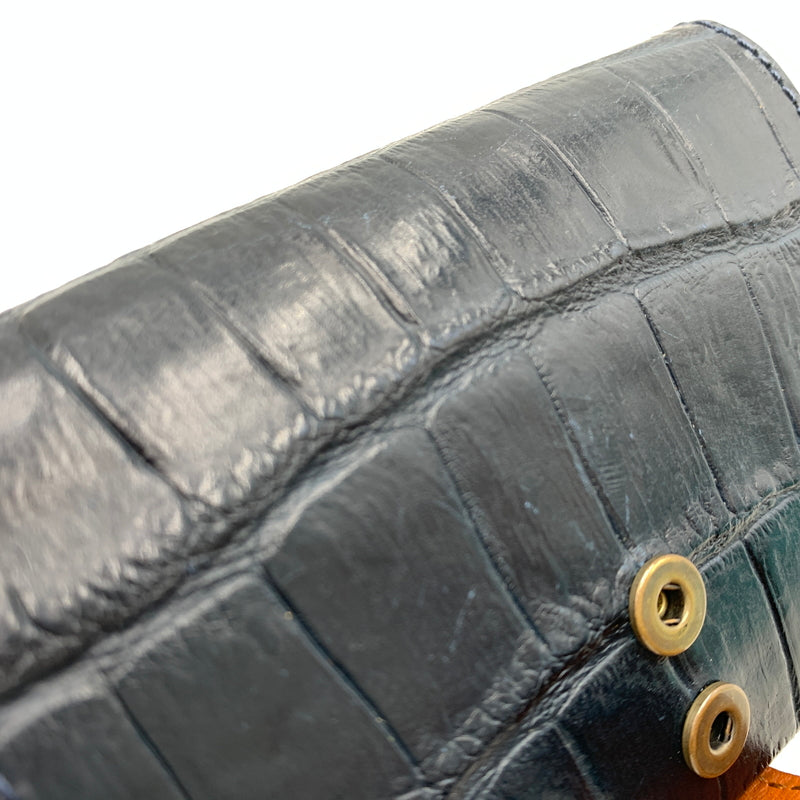 【中古品】【メンズ】 FELISI フェリージ COMPACT WALLET コンパクト クロコ ウォレット 財布 型押し エンボスレザー 200-260915-sa-22-teih カラー：ネイビー系 万代Net店