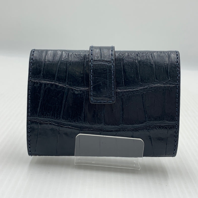 【中古品】【メンズ】 FELISI フェリージ COMPACT WALLET コンパクト クロコ ウォレット 財布 型押し エンボスレザー 200-260915-sa-22-teih カラー：ネイビー系 万代Net店