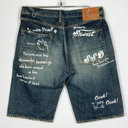 【中古品】【メンズ】 STUDIO D'ARTISAN ステュディオダ ルチザン ディー PRINT DENIM SHORTS D1543 プリント デニム ショーツ ボトムス 短パン 156-260913-sa-19-teih サイズ：34 カラー：インディゴ 万代Net店