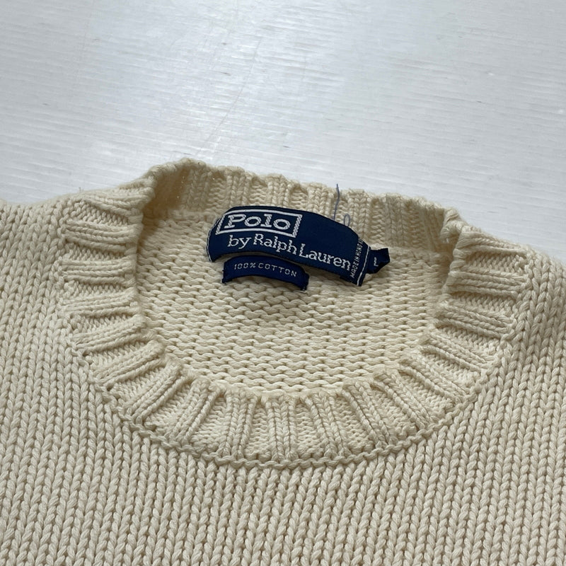 【現状渡し品】【メンズ】 POLO RALPH LAUREN ポロ ラルフローレン 90’s THE STARS＆STRIPES KNIT 90年代 ザ スターズ アンド ストライプ ニット 長袖 トップス 145-260913-sa-01-teih サイズ：L カラー：アイボリー 万代Net店