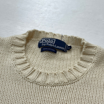 【現状渡し品】【メンズ】 POLO RALPH LAUREN ポロ ラルフローレン 90’s THE STARS＆STRIPES KNIT 90年代 ザ スターズ アンド ストライプ ニット 長袖 トップス 145-260913-sa-01-teih サイズ：L カラー：アイボリー 万代Net店