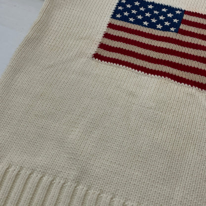 【現状渡し品】【メンズ】 POLO RALPH LAUREN ポロ ラルフローレン 90’s THE STARS＆STRIPES KNIT 90年代 ザ スターズ アンド ストライプ ニット 長袖 トップス 145-260913-sa-01-teih サイズ：L カラー：アイボリー 万代Net店