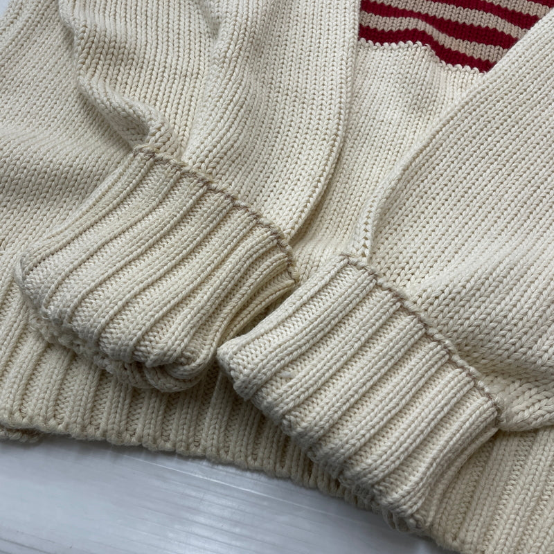 【現状渡し品】【メンズ】 POLO RALPH LAUREN ポロ ラルフローレン 90’s THE STARS＆STRIPES KNIT 90年代 ザ スターズ アンド ストライプ ニット 長袖 トップス 145-260913-sa-01-teih サイズ：L カラー：アイボリー 万代Net店
