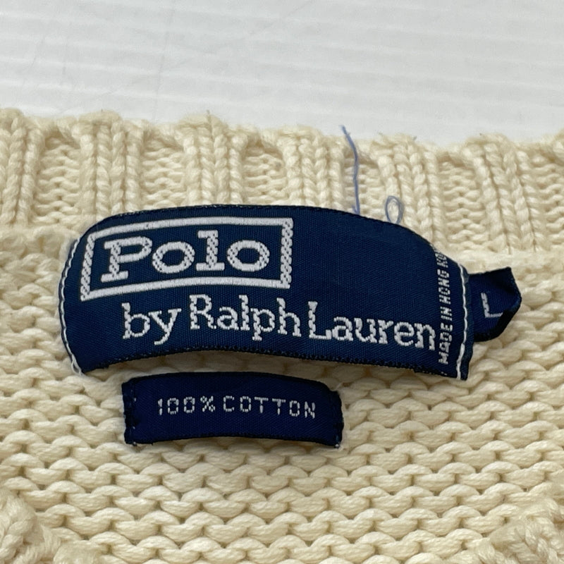 【現状渡し品】【メンズ】 POLO RALPH LAUREN ポロ ラルフローレン 90’s THE STARS＆STRIPES KNIT 90年代 ザ スターズ アンド ストライプ ニット 長袖 トップス 145-260913-sa-01-teih サイズ：L カラー：アイボリー 万代Net店