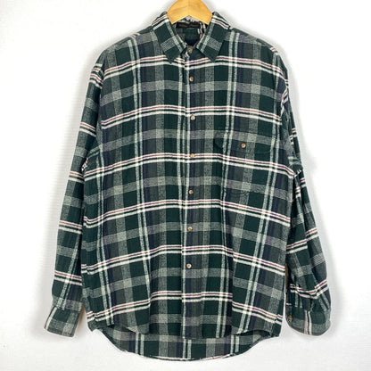 【中古品】【メンズ】 EDDIE BAUER エディー・バウアー 80's VINTAGE FLANNEL CHECK SHIRT 80年代 ヴィンテージ フランネル チェック シャツ 長袖 トップス　 145-260913-sa-03-teih サイズ：M カラー：グリーン 万代Net店