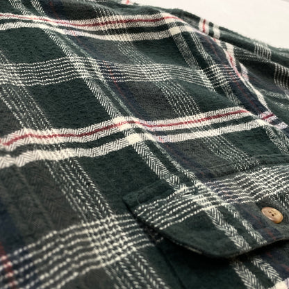 【中古品】【メンズ】 EDDIE BAUER エディー・バウアー 80's VINTAGE FLANNEL CHECK SHIRT 80年代 ヴィンテージ フランネル チェック シャツ 長袖 トップス　 145-260913-sa-03-teih サイズ：M カラー：グリーン 万代Net店