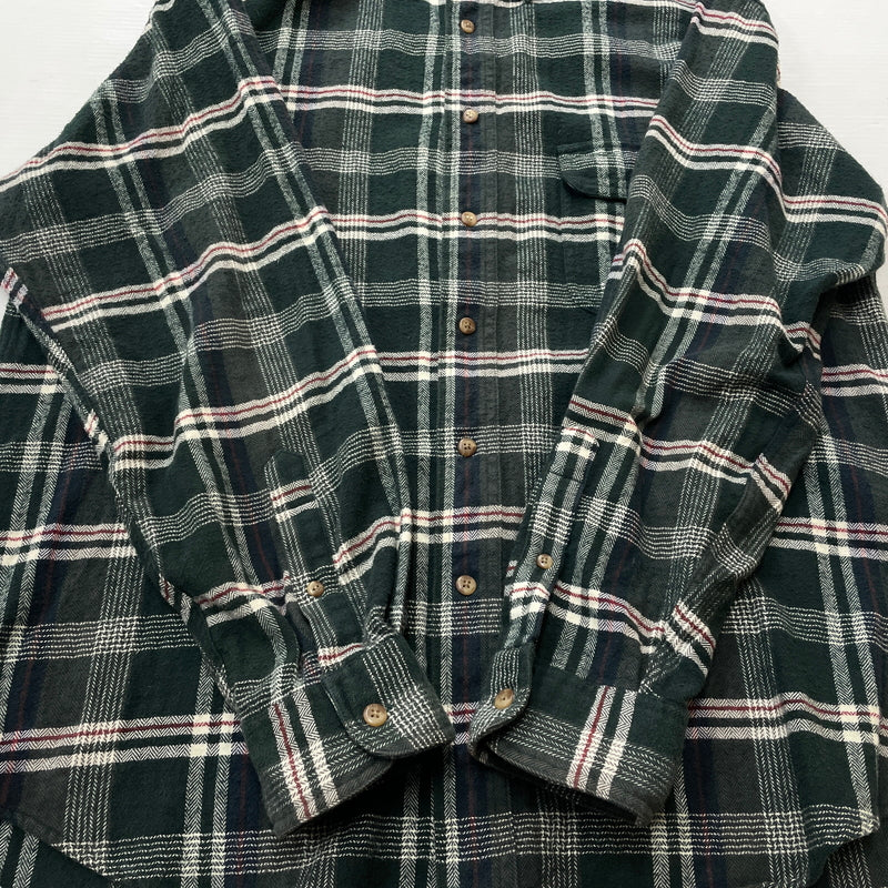 【中古品】【メンズ】 EDDIE BAUER エディー・バウアー 80's VINTAGE FLANNEL CHECK SHIRT 80年代 ヴィンテージ フランネル チェック シャツ 長袖 トップス　 145-260913-sa-03-teih サイズ：M カラー：グリーン 万代Net店