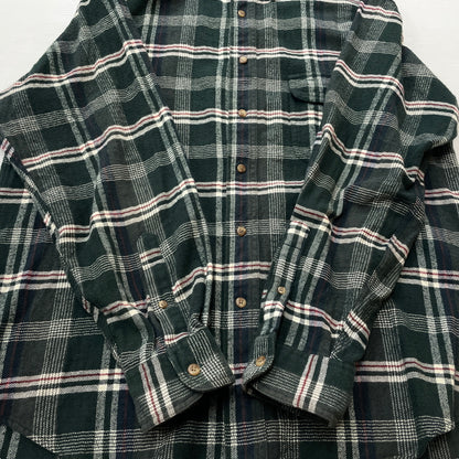 【中古品】【メンズ】 EDDIE BAUER エディー・バウアー 80's VINTAGE FLANNEL CHECK SHIRT 80年代 ヴィンテージ フランネル チェック シャツ 長袖 トップス　 145-260913-sa-03-teih サイズ：M カラー：グリーン 万代Net店