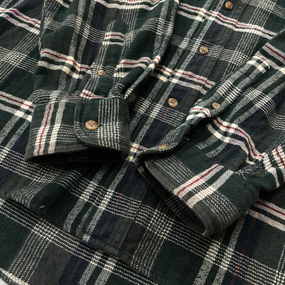 【中古品】【メンズ】 EDDIE BAUER エディー・バウアー 80's VINTAGE FLANNEL CHECK SHIRT 80年代 ヴィンテージ フランネル チェック シャツ 長袖 トップス　 145-260913-sa-03-teih サイズ：M カラー：グリーン 万代Net店