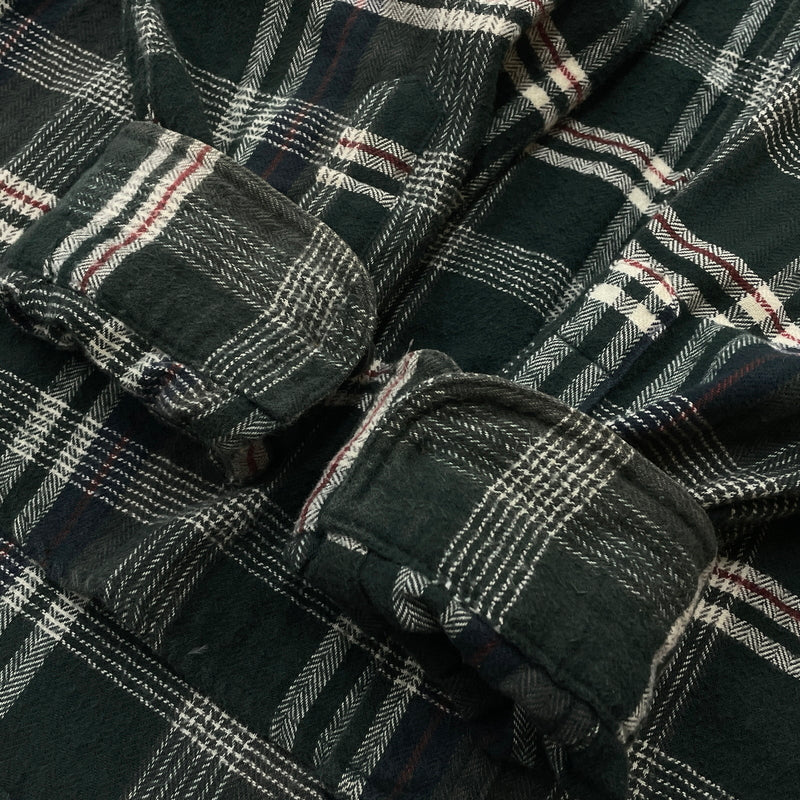 【中古品】【メンズ】 EDDIE BAUER エディー・バウアー 80's VINTAGE FLANNEL CHECK SHIRT 80年代 ヴィンテージ フランネル チェック シャツ 長袖 トップス　 145-260913-sa-03-teih サイズ：M カラー：グリーン 万代Net店