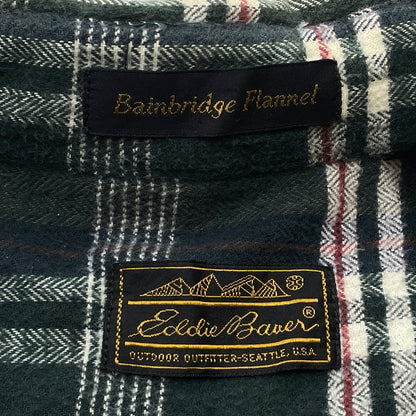 【中古品】【メンズ】 EDDIE BAUER エディー・バウアー 80's VINTAGE FLANNEL CHECK SHIRT 80年代 ヴィンテージ フランネル チェック シャツ 長袖 トップス　 145-260913-sa-03-teih サイズ：M カラー：グリーン 万代Net店