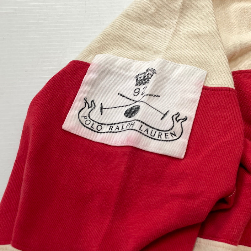 【現状渡し品】【メンズ】 POLO RALPH LAUREN ポロ ラルフ ローレン 90's LAGER L/S SHIRT 90年代 ラガー ロングリーブ シャツ 長袖 トップス 145-260913-sa-04-teih サイズ：L カラー：アイボリー×レッド 万代Net店