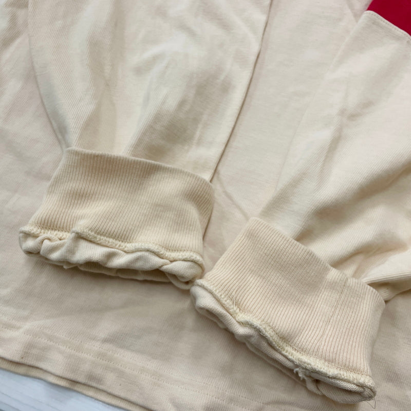 【現状渡し品】【メンズ】 POLO RALPH LAUREN ポロ ラルフ ローレン 90's LAGER L/S SHIRT 90年代 ラガー ロングリーブ シャツ 長袖 トップス 145-260913-sa-04-teih サイズ：L カラー：アイボリー×レッド 万代Net店