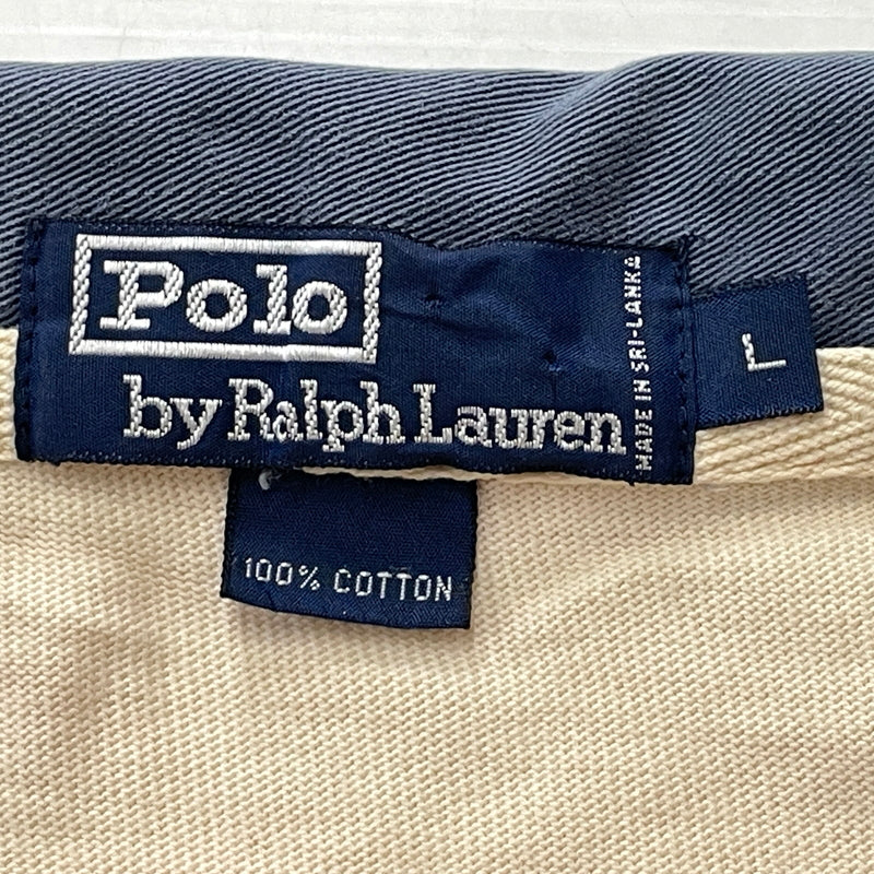【現状渡し品】【メンズ】 POLO RALPH LAUREN ポロ ラルフ ローレン 90's LAGER L/S SHIRT 90年代 ラガー ロングリーブ シャツ 長袖 トップス 145-260913-sa-04-teih サイズ：L カラー：アイボリー×レッド 万代Net店