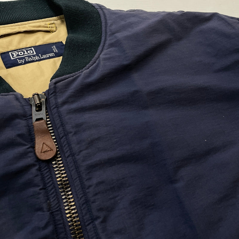 【現状渡し品】【メンズ】 POLO RALPH LAUREN ポロ ラルフ ローレン 90's MA-1 JACKET 90年代 エムエーワン ジャケット アウター 145-260913-sa-05-teih サイズ：XL カラー：ネイビー 万代Net店