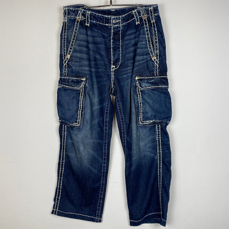 【中古品】【メンズ】 SUPREME シュプリーム × TRUE RELIGION トゥルーレリジョン 別注コラボ 21FW DENIM CARGO PANT "WASHED B 2021秋冬 デニム カーゴ パンツ ボトムス ジーンズ 149-260915-sa-12-teih サイズ：34 カラー：インディゴ 万代Net店
