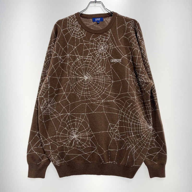 【中古品】【メンズ】 LFYT ラファイエット SPIDERWEB SWEATER LA240401 スパイダーウェブ セーター 長袖 トップス ニット 142-260915-yo-11-teih サイズ：L カラー：ブラウン 万代Net店