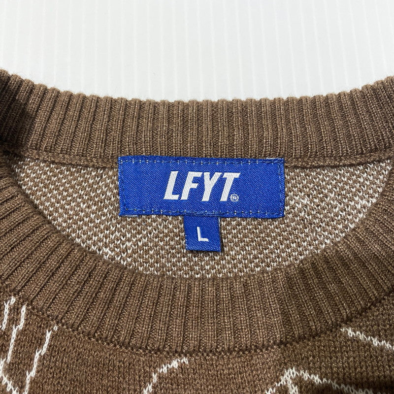 【中古品】【メンズ】 LFYT ラファイエット SPIDERWEB SWEATER LA240401 スパイダーウェブ セーター 長袖 トップス ニット 142-260915-yo-11-teih サイズ：L カラー：ブラウン 万代Net店