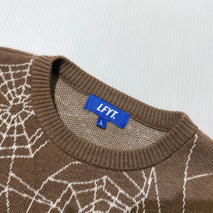 【中古品】【メンズ】 LFYT ラファイエット SPIDERWEB SWEATER LA240401 スパイダーウェブ セーター 長袖 トップス ニット 142-260915-yo-11-teih サイズ：L カラー：ブラウン 万代Net店