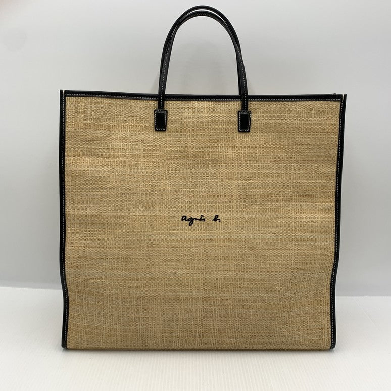 【中古品】【メンズ】 AGNESB アニエスベー RAFFIA TOTABAG ラフィアトートバッグ カバン 188-260915-sa-17-teih カラー：ベージュ系 万代Net店