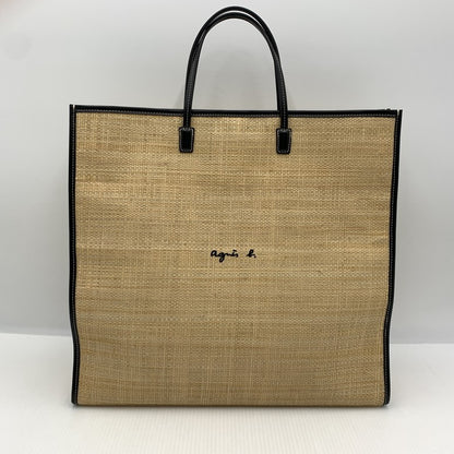 【中古品】【メンズ】 AGNESB アニエスベー RAFFIA TOTABAG ラフィアトートバッグ カバン 188-260915-sa-17-teih カラー：ベージュ系 万代Net店