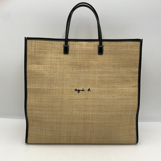【中古品】【メンズ】 AGNESB アニエスベー RAFFIA TOTABAG ラフィアトートバッグ カバン 188-260915-sa-17-teih カラー：ベージュ系 万代Net店