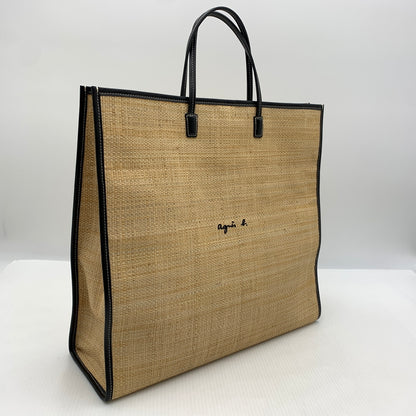 【中古品】【メンズ】 AGNESB アニエスベー RAFFIA TOTABAG ラフィアトートバッグ カバン 188-260915-sa-17-teih カラー：ベージュ系 万代Net店